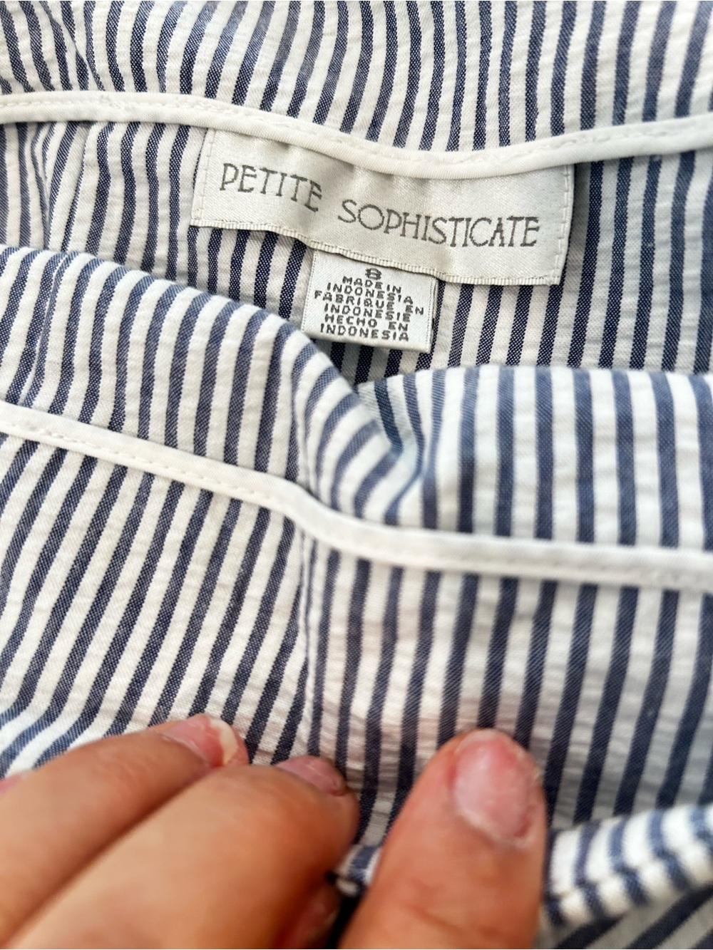 Petite Sophisticate Blue & White Striped Pleated Mini Skirt Preppy Tennis  Skirt - Picture 5 of 6